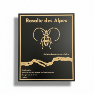 Tableau ROSALIE – Animal de Loire en gravure sur bois, fond noir – Standard